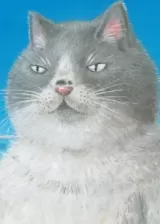 Аниме Грустный и толстый кот постер